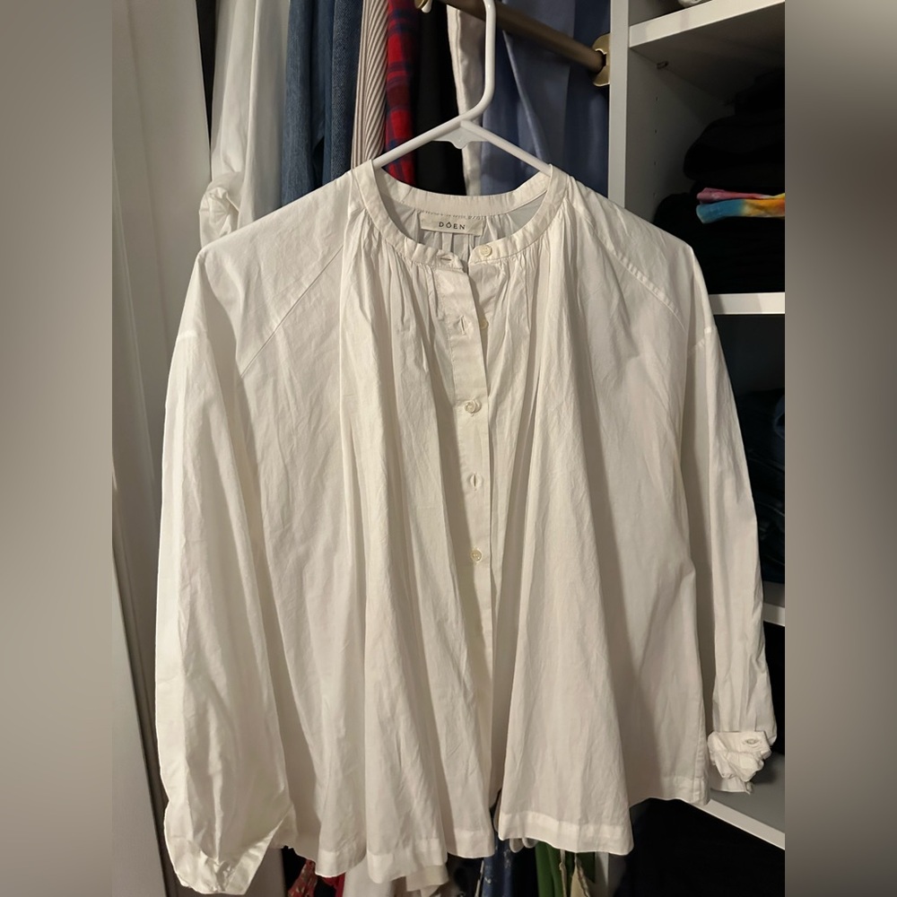 Doen Jane Blouse In Salt Poplin